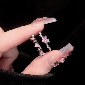 芭比粉钻爱心戒指女小众设计配饰