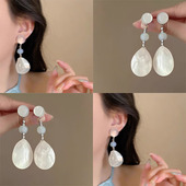 心雨预告 海边贝壳流苏耳环女度假风夸张耳钉轻奢小众高级感耳饰