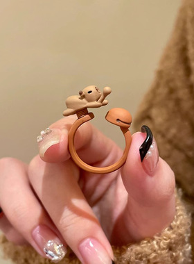 敲敲攒功德可爱小狗木鱼戒指指环