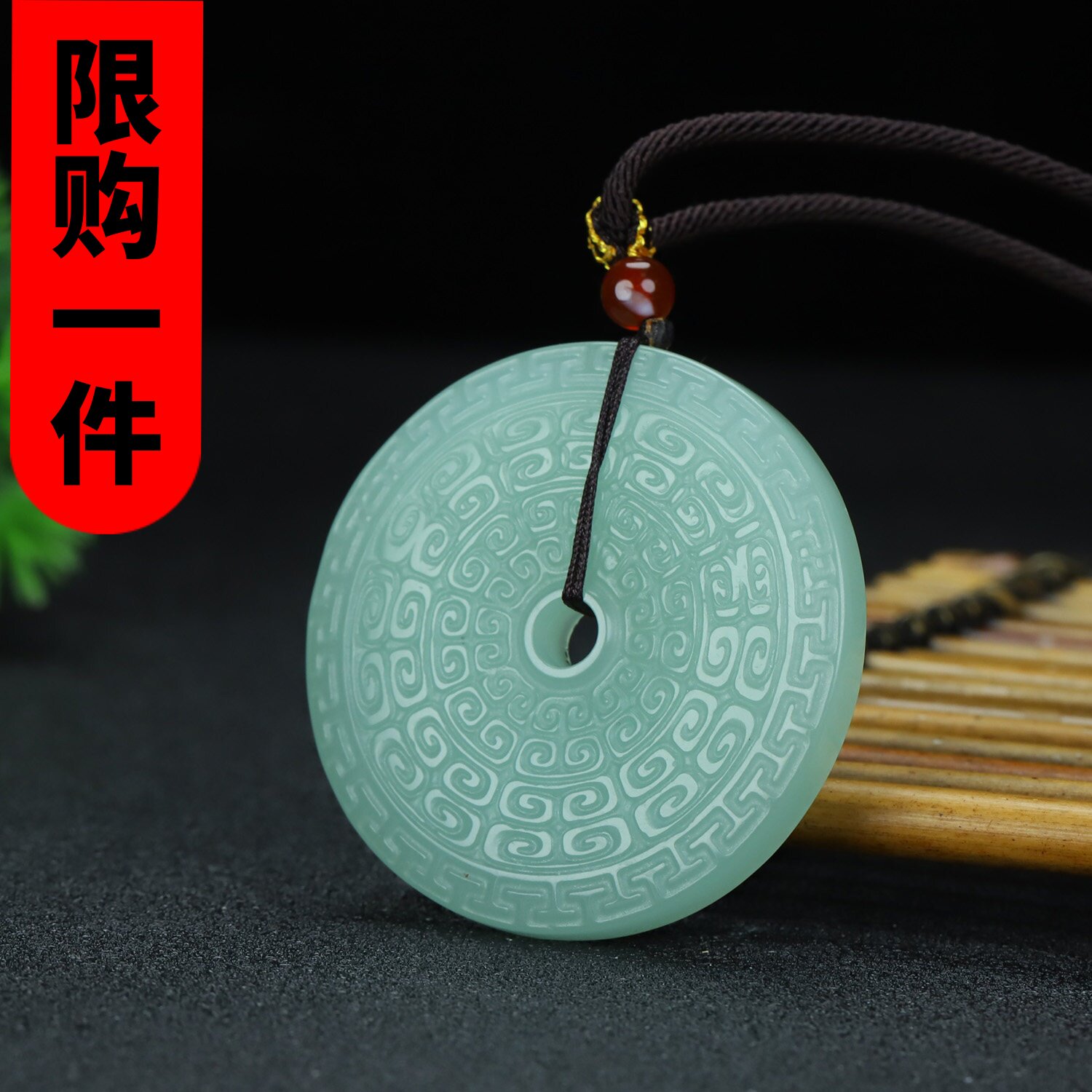 新疆和田玉仿古纹祥云玉璧吊坠晴水蓝祥云如意平安扣挂件玉佩腰佩