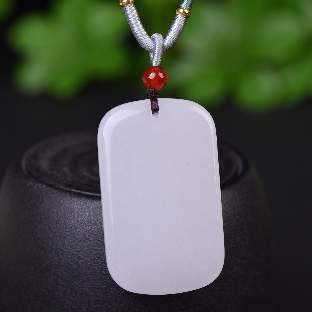 新疆和田玉白玉平安无事牌吊坠男女款白玉面包平安牌挂件玉佩玉坠