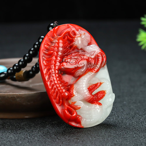 和田玉彩玉五毒手把件鸡血玉蜈蚣蜘蛛蟾蜍蝎子蛇百毒不侵把件挂件