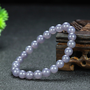 新疆和田玉烟紫手串藕粉圆珠手链男女款玉石烟灰色手串手链玉珠子