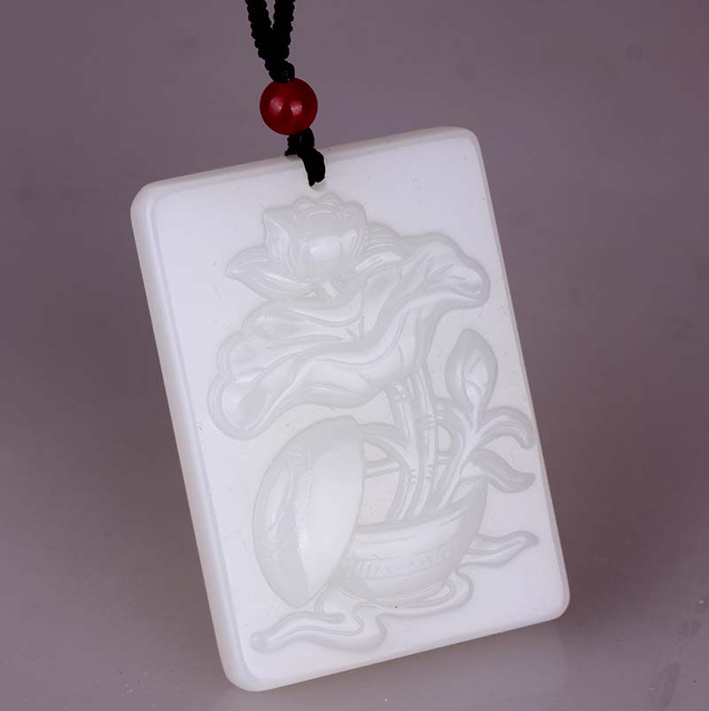 新疆玉和田玉羊脂玉白玉籽料玉山料玉莲花玉牌挂件玉吊坠玉平安牌