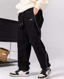 男童卫裤直筒秋冬季长裤子加绒男孩初中高中学生帅气运动大童潮酷