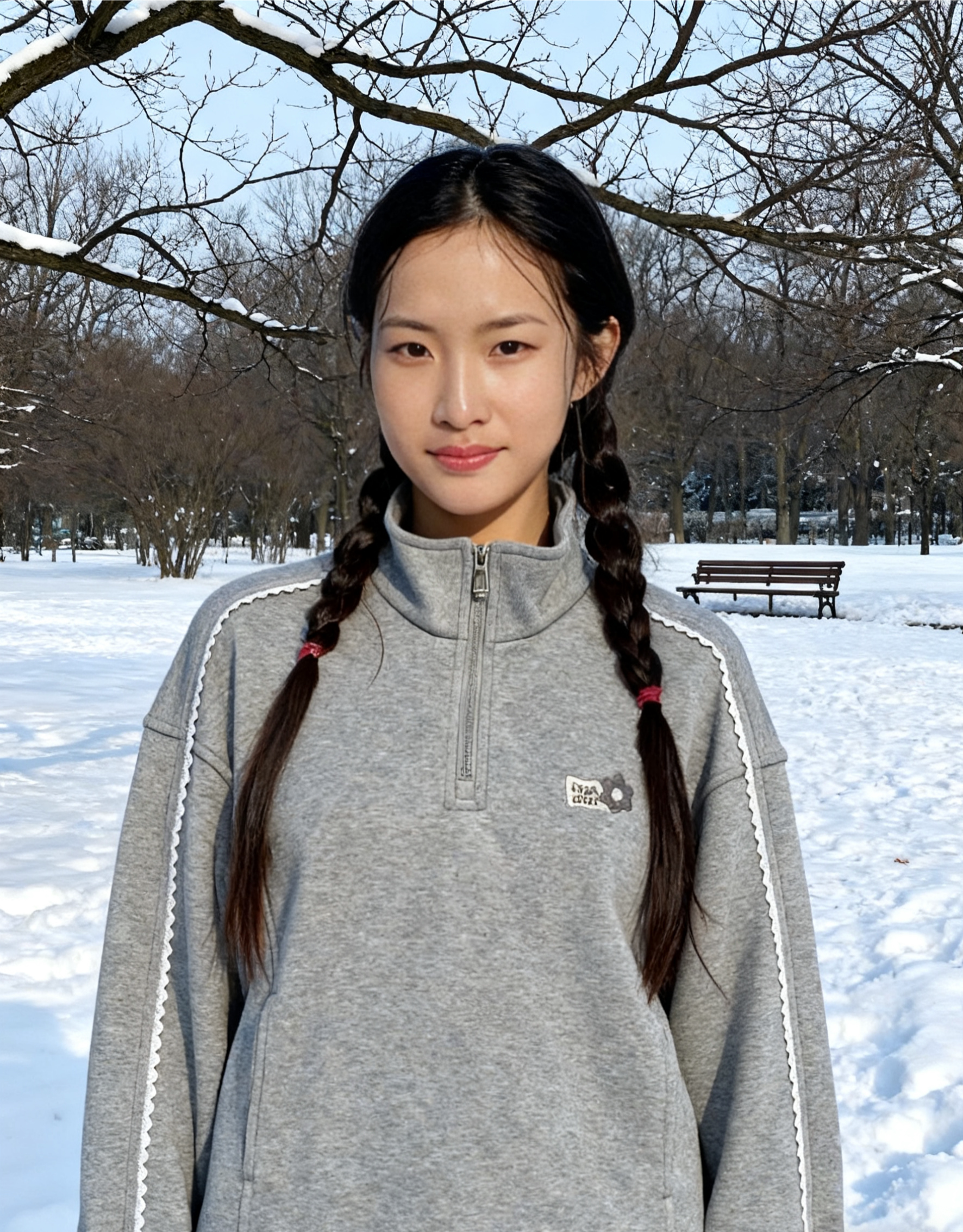 女大童加绒卫衣秋冬款初中生半拉链立领长袖t恤女孩polo衫上衣服