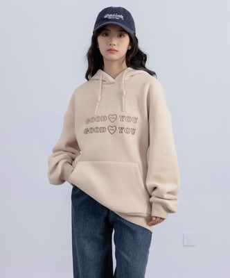 品牌女孩连帽加绒卫衣女款2025冬季新款爆款宽松大码上衣加厚帽衫