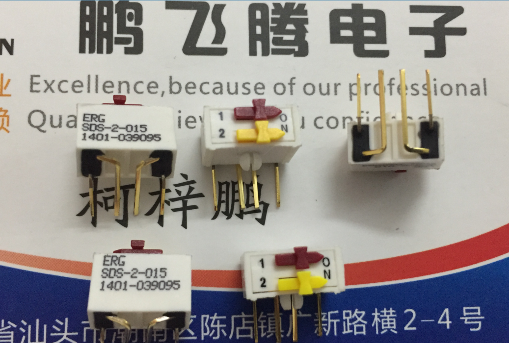 美国原装ITW ERG 弯脚4脚单排滑动拨码开关SDS-2-015 卧式侧拨