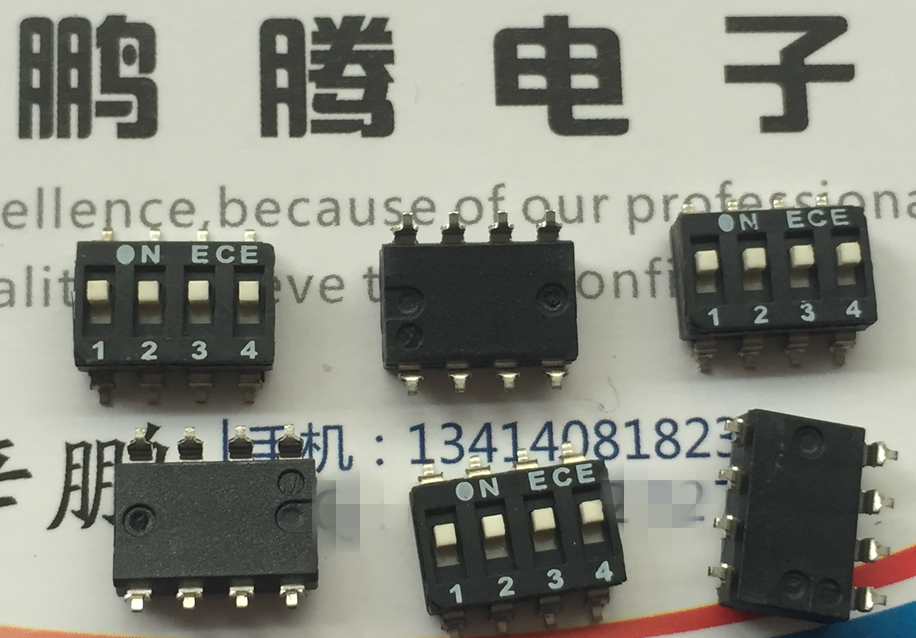 台湾原装ECE 贴片琴键式4位拨码开关  ESD104EZ 耐高温 2.54间距
