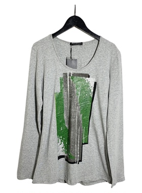 圣迪家女士圆领印花弹性全棉T恤0220