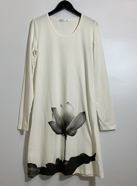 圣迪家女士休闲圆领水墨印花长袖T恤特价清仓0230