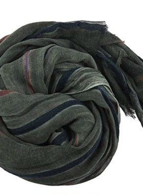 圣迪家女式休闲撞色条纹毛边长款围巾3713