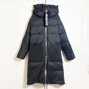 圣迪家女士休闲高领连帽罗纹袖 羽绒服2411 口厚款