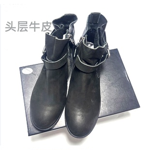 圣迪家女式真牛皮高邦拉链休闲皮鞋剪吊牌3917