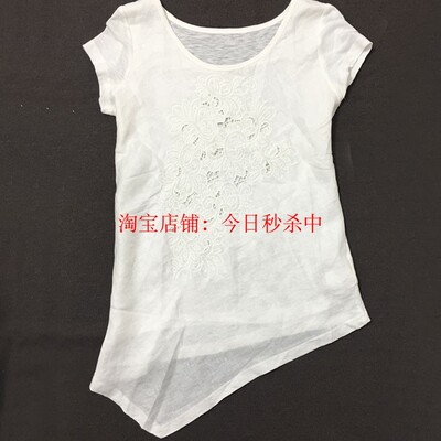 圣迪家正品棉麻短袖花朵T恤