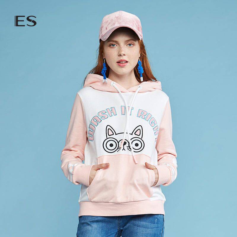 ◆Etam/艾格 ES专柜正品折扣店◆粉色带帽猫咪卫衣