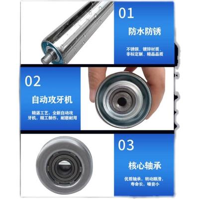 不锈钢无动力滚筒流水线输送带滚筒传送带线滚轴托辊双轴承胶滚轮