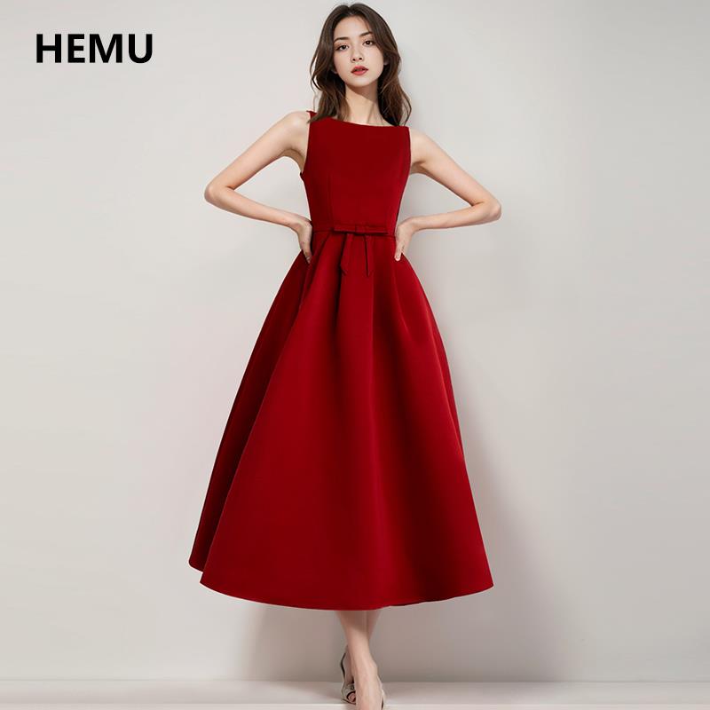 红色连衣裙女法式订婚宴会礼服公主蓬蓬裙收腰气质长裙高级感穿搭