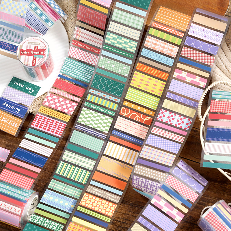 合成纸模切胶带分装|信的恋人|色彩奏鸣曲简约几何色块手帐素材贴