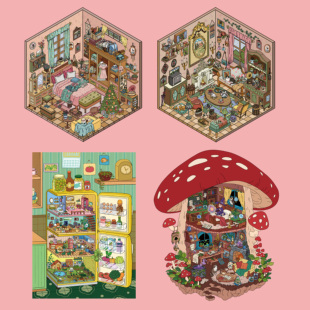 宝星3.0立体3D造景贴纸造景贴微缩场景diy贴纸解压手账贴纸