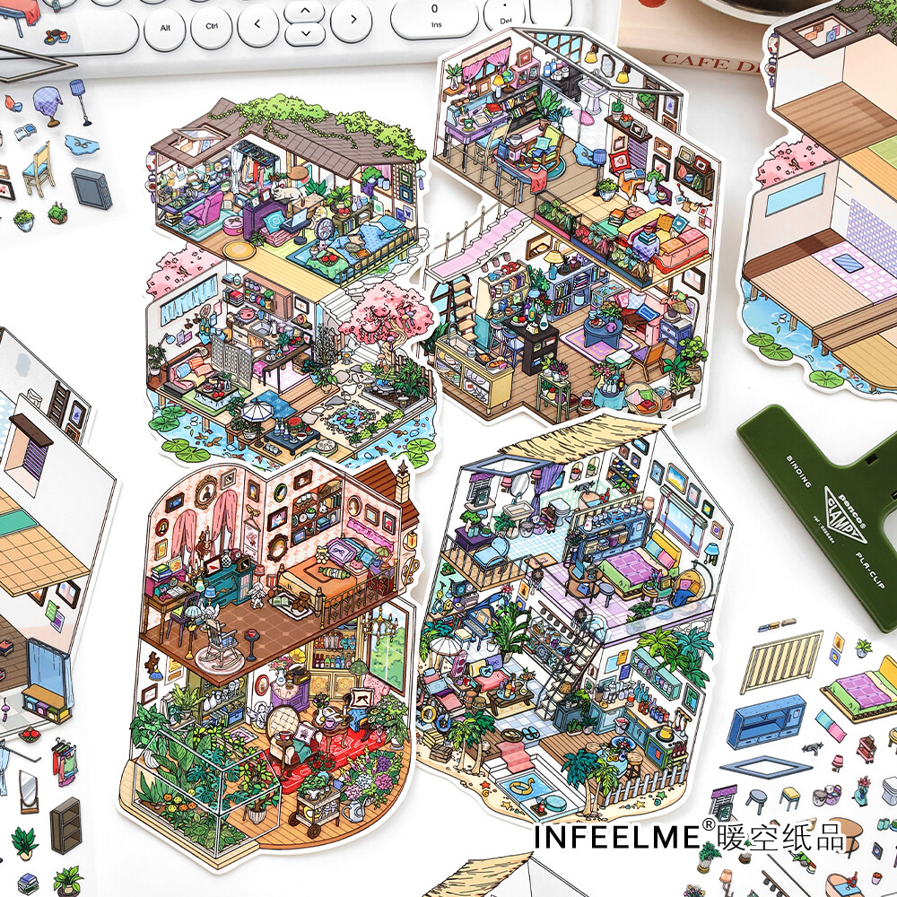 infeel.Me我的小屋十一弹今日营业中英菲造景贴纸立体手帐diy贴纸