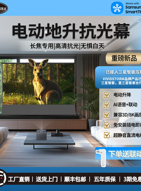 VIVIDSTORM 抗光投影幕布 投影仪幕布自动升降 家用影院 会议投影屏幕 4K超高清自动地拉升降幕布 100寸120寸