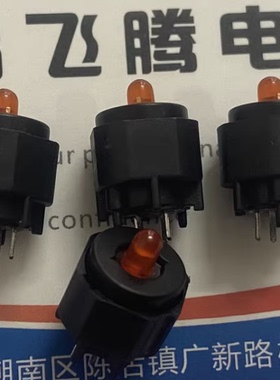 进口美国C&K K12圆形按钮带灯按键开关轻触4脚 橙色LED灯 SPST-NO