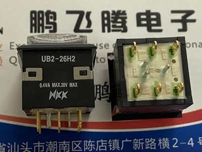 进口NKK UB226KKG016CF 19*19带锁轻触按键开关 红绿灯 0.4VA 9脚