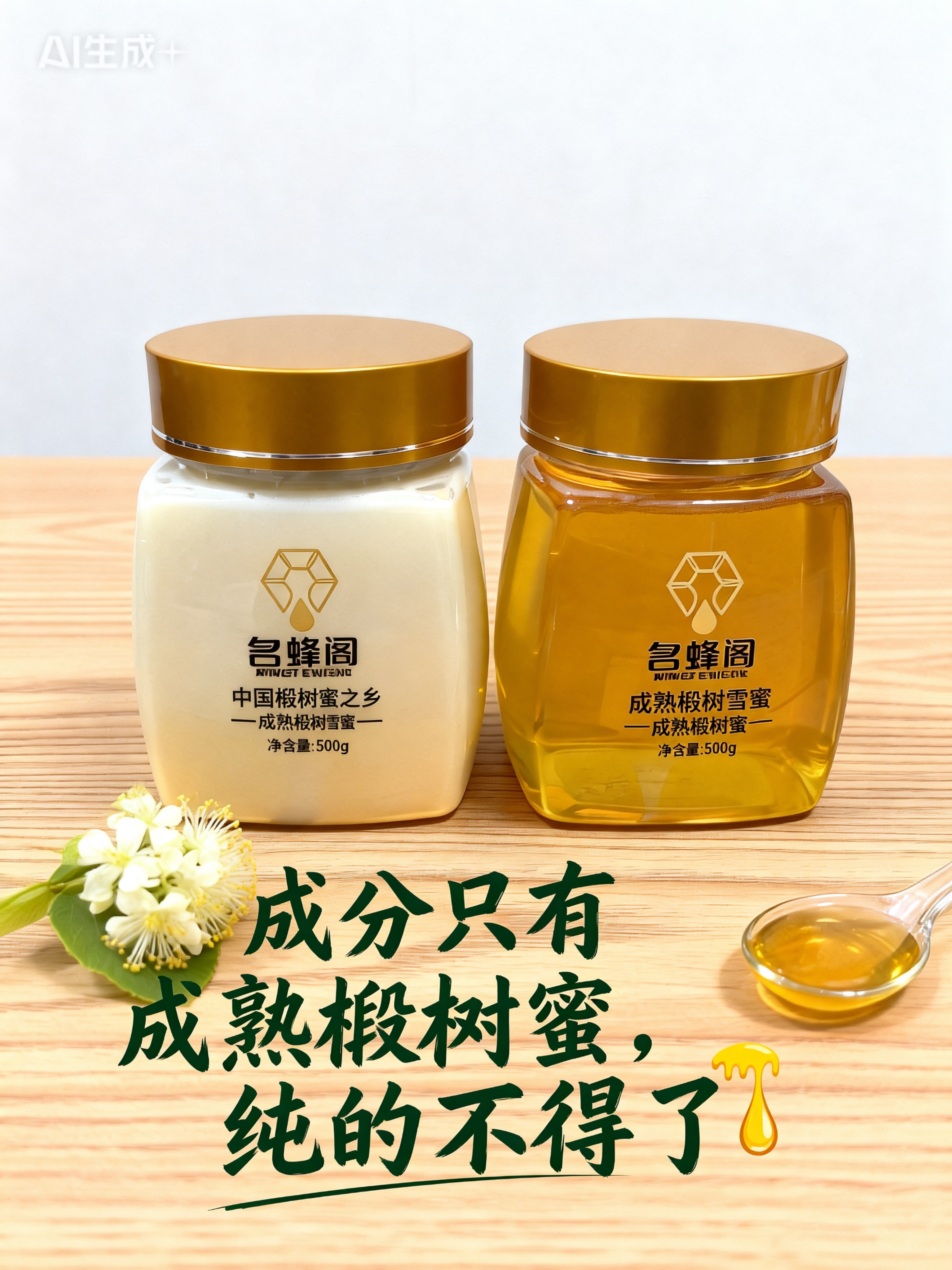 名蜂阁成熟椴树蜂蜜纯正天然长白山野生东北黑蜂农家自产椴树原蜜