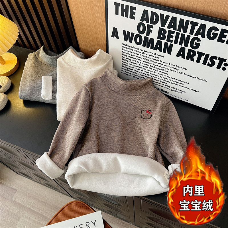 儿童加绒加厚打底衫半高领长袖T恤男女童秋冬修身洋气上衣内搭ins,童装/婴儿装/亲子装,T恤,淘宝优惠券,粉丝福利购,淘宝优惠卷
