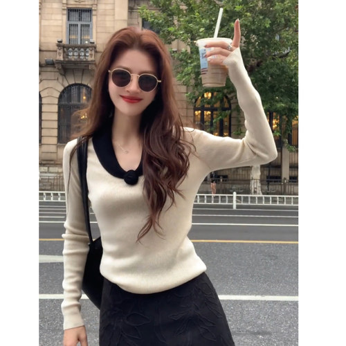 韩系时尚设计感针织打底衫女2025秋冬新款小众独特超漂亮长袖上衣