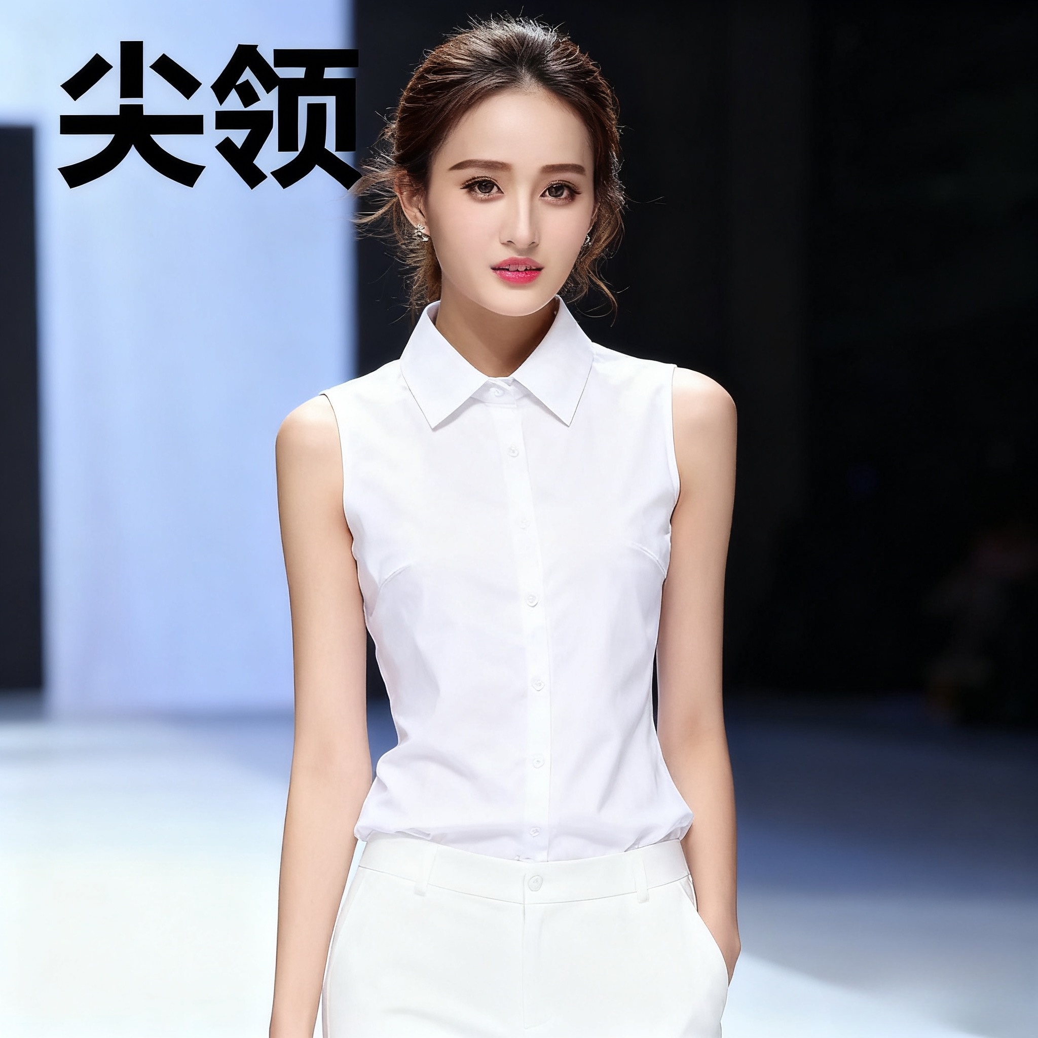 白色尖领假领子女百搭