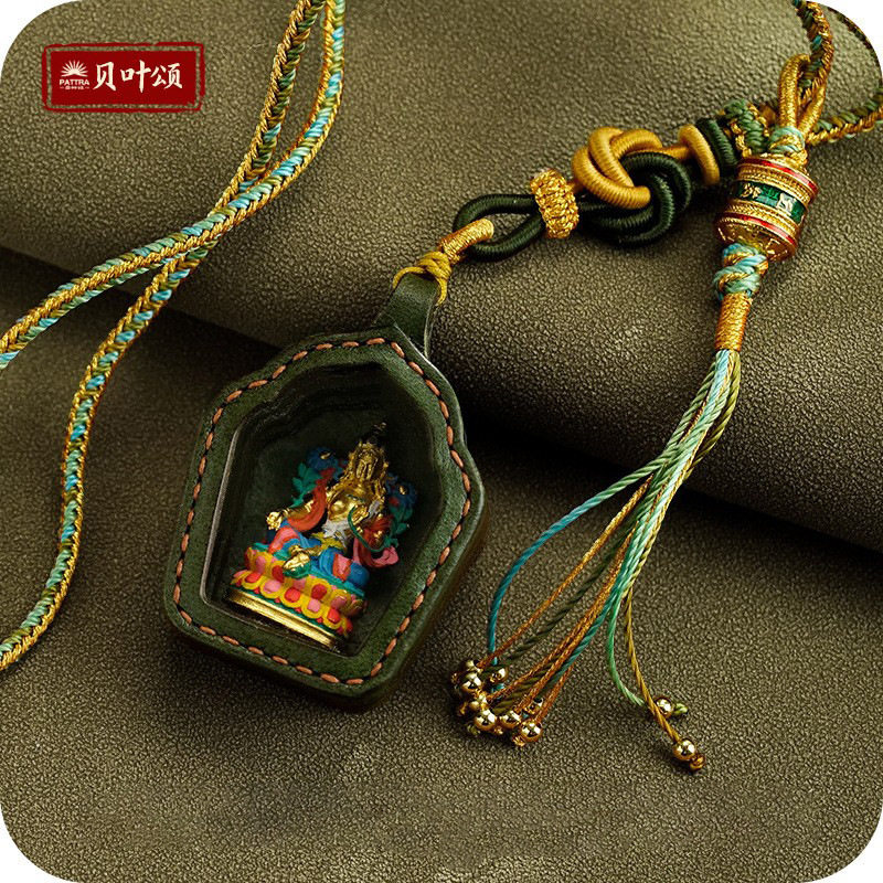 立体手绘唐卡扎基拉姆绿度文殊药师黄财挂件支持定制藏式擦擦吊坠