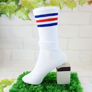 2023新款 长筒学生袜女童袜子条纹过膝袜三条杠儿童袜子纯棉