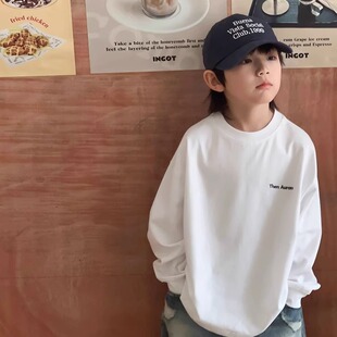 （实体品质)纯棉长袖男童t恤中大童韩版印花上衣儿童帅气男孩宽松