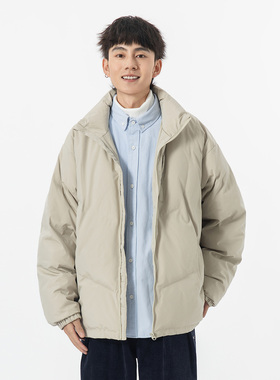 YOKE STUDIO 日系纯色立领棉服外套男CityBoy冬季加厚宽松棉衣