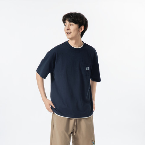 Yoke Studio 夏季新品纯棉纯色宽松短袖T恤男日系休闲男女同款T恤
