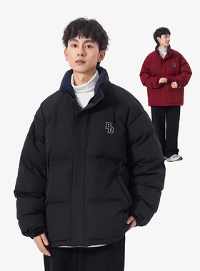 YOKE STUDIO 日系字母刺绣纯色棉服男cityboy冬季新款保暖面包服