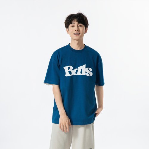 YOKE STUDIO  夏季 纯棉 简约字母印花短袖T恤日系宽松百搭上衣男