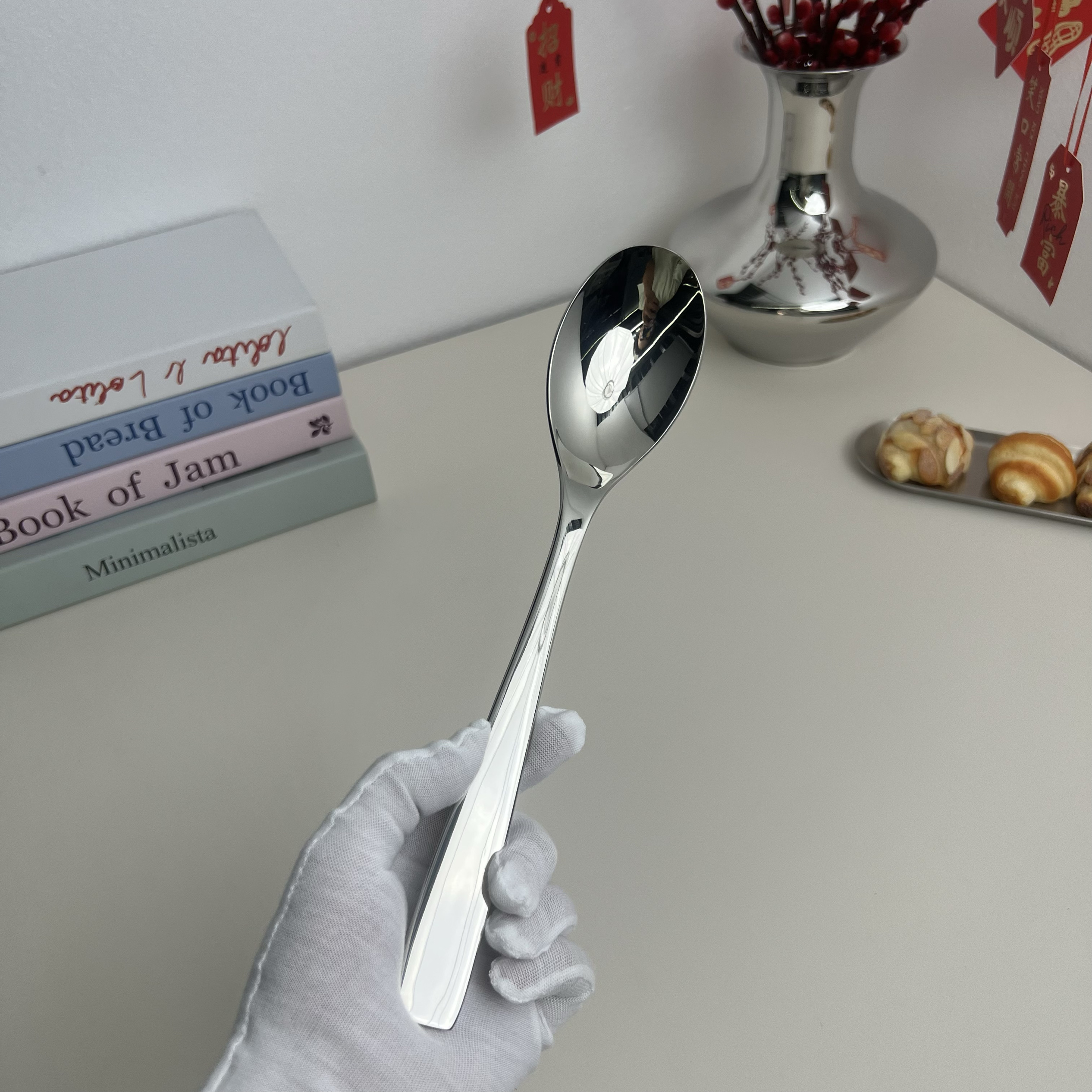 30cm超大加厚加长304不锈钢商用家用分菜勺公用更180g重