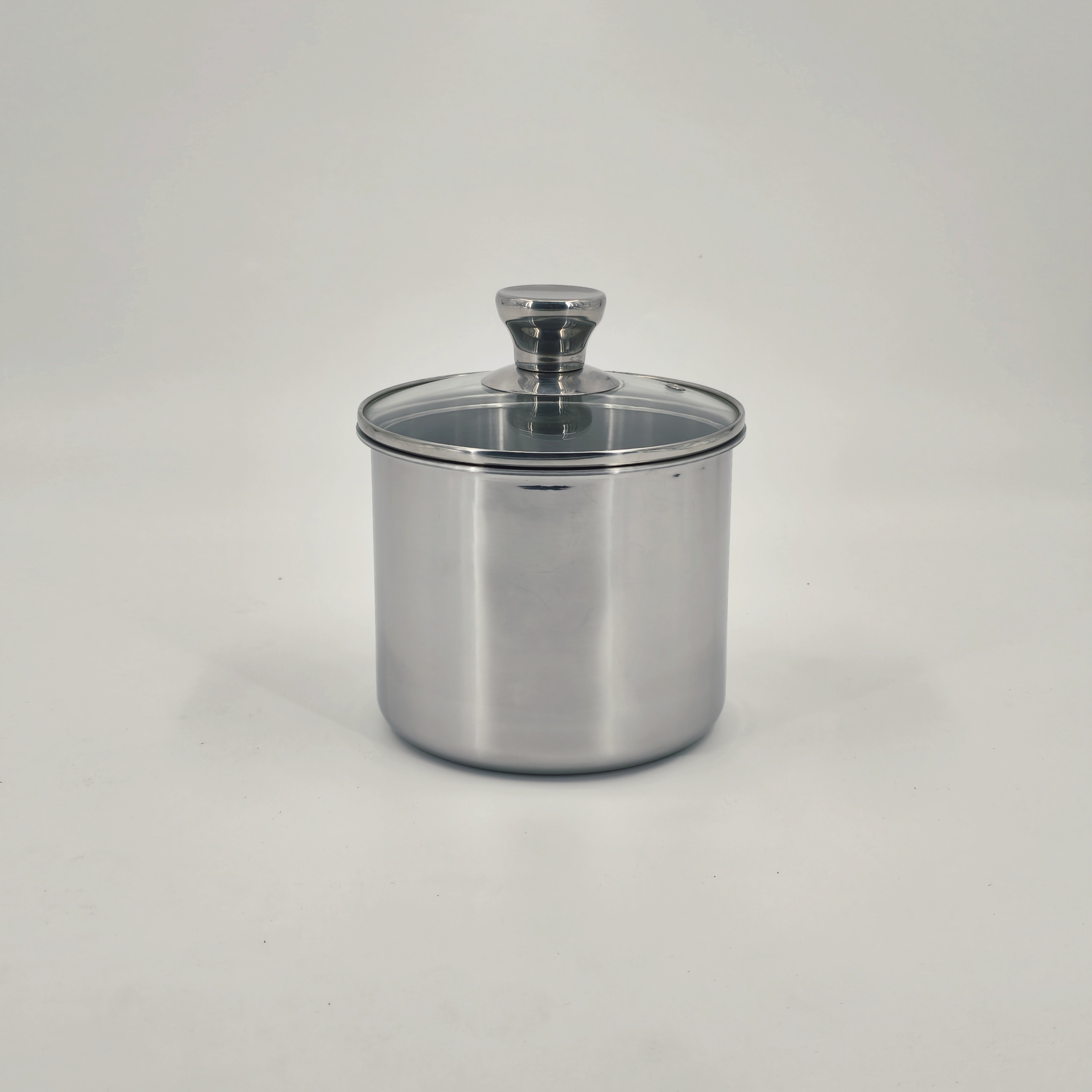 16cm内径三层钢可加热一体成型配锅盖长柄勺猪油罐储物罐小锅