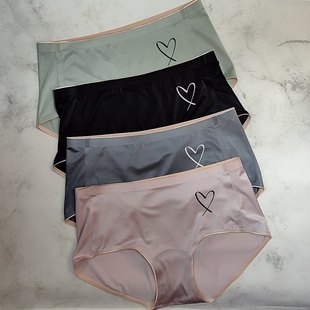 缎面7A缎面石墨烯光面爱心丝绸丝滑无痕中腰女士冰丝柔软三角内裤
