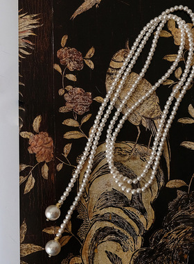 施家珍珠项链女秋冬长款百搭