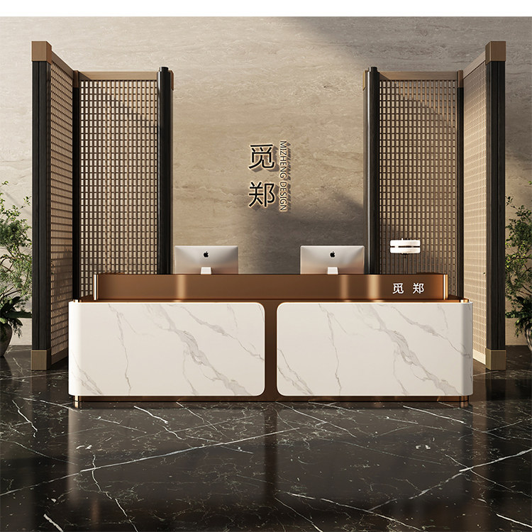 美容院前台轻奢简约公司酒店接待吧台收银台美发店服装店柜台定制