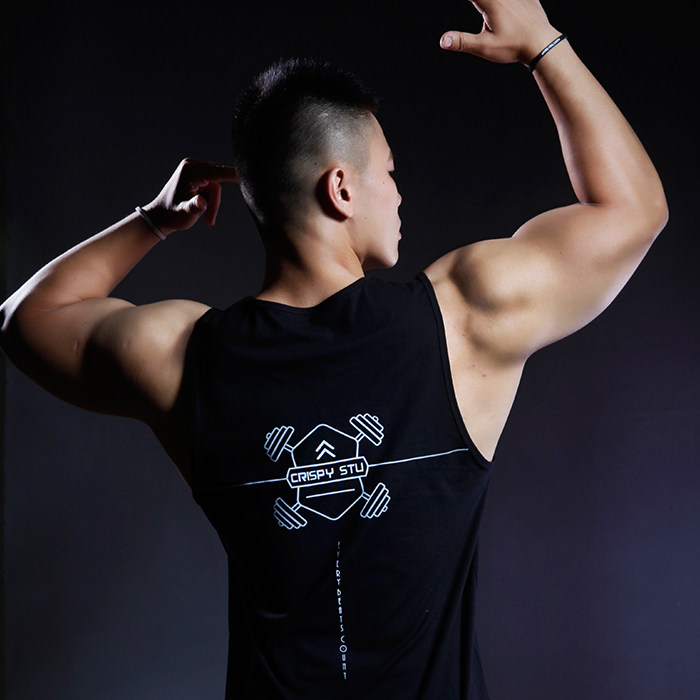 Crispy Studio 魁奇3m跑步无袖肌肉潮休闲纯棉健身运动宽肩背心|msdalam kategori Pakaian Lelaki, Vest/Vest - dari Buy2taobao.com untuk memberikan perkhidmatan ejen Taobao profesional membeli