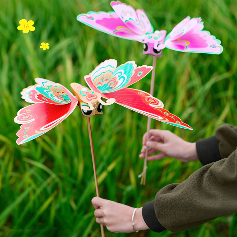 蝴蝶风筝diy材料包儿童手持卡通自制宝宝手工制作2024新款动态