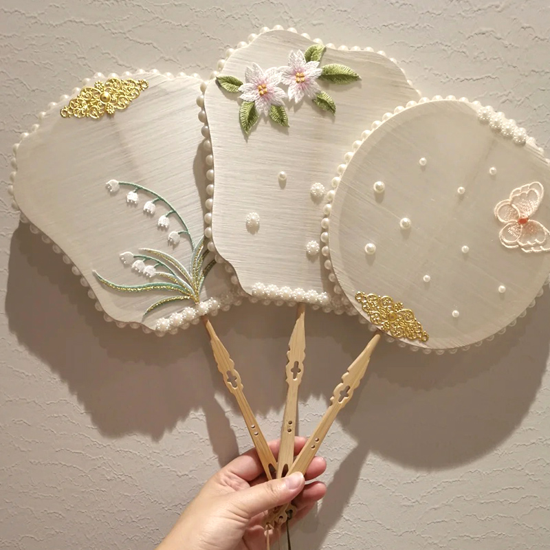 蚕丝扇子diy材料包中秋节活动