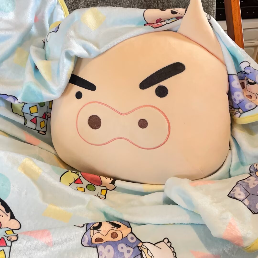 可爱卡通猪猪抱枕毯子两用办公午睡空调毯毛绒玩偶车载毯女生礼物