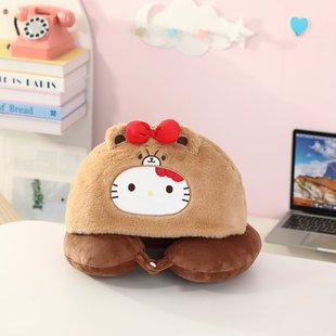 可爱小熊hellokitty连帽U型枕飞机旅行枕坐车脖子护颈枕便携脖枕