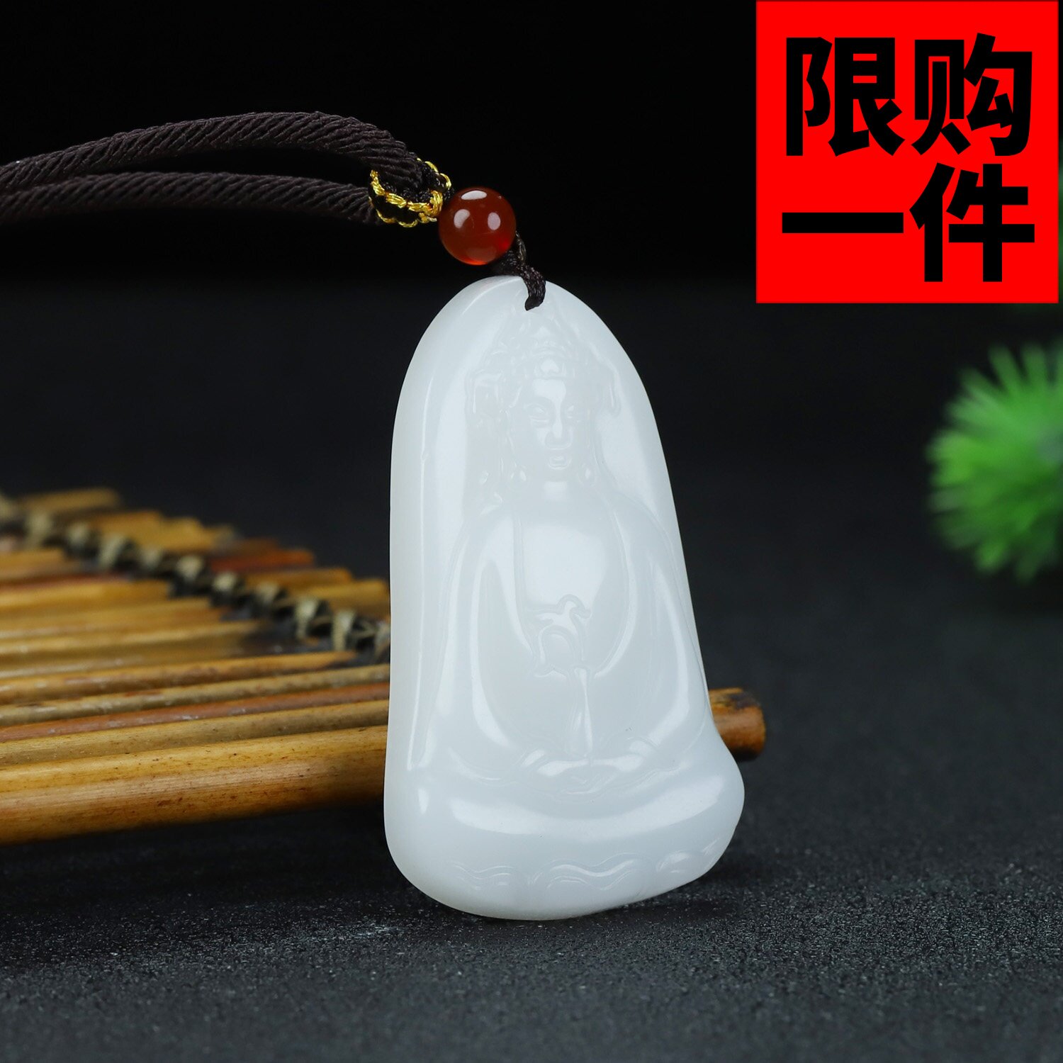 和田玉白玉观音吊坠羊脂白玉素衣观音菩萨挂件玉佩玉坠玉佛毛衣链